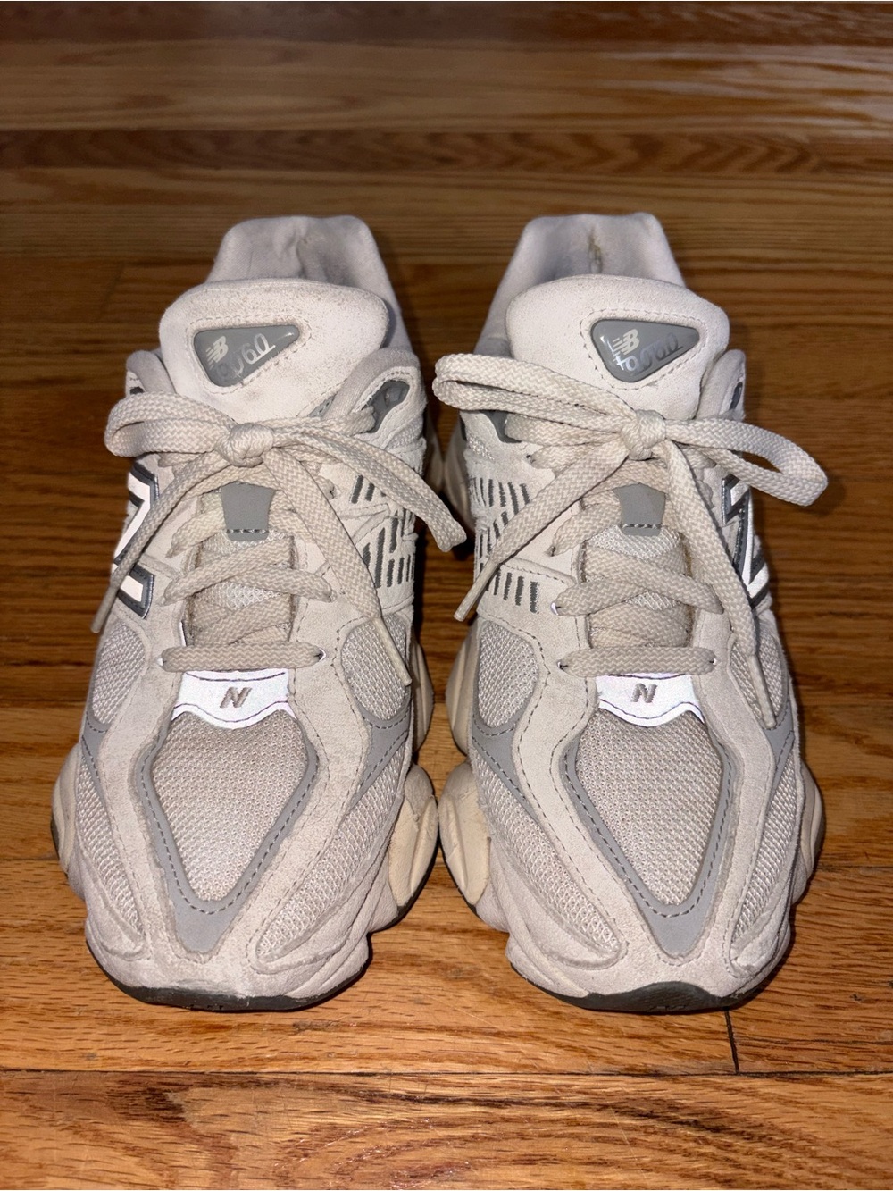 New Balance Beige and Light Gray Athletic Sneakers - Picture 3 of 5